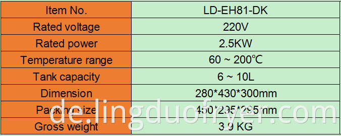 6L electric fryer product details